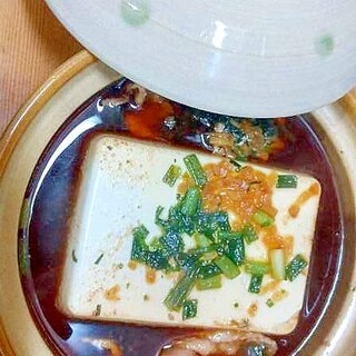 絹豆腐鍋/小ねぎ豚こま刻み生姜醤油漬け